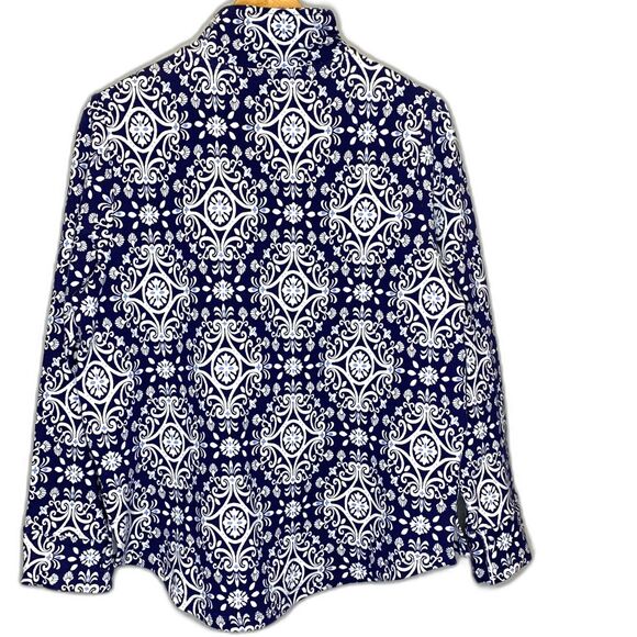 Vera Bradley Womens French Terry Quarter Zip Pullover Steel Blue Medallion - Picture 2 of 13